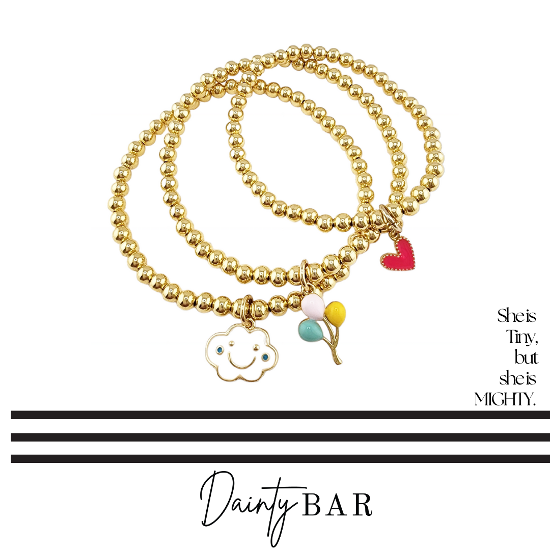 Fun Stack Gold Beaded Kids Bracelets