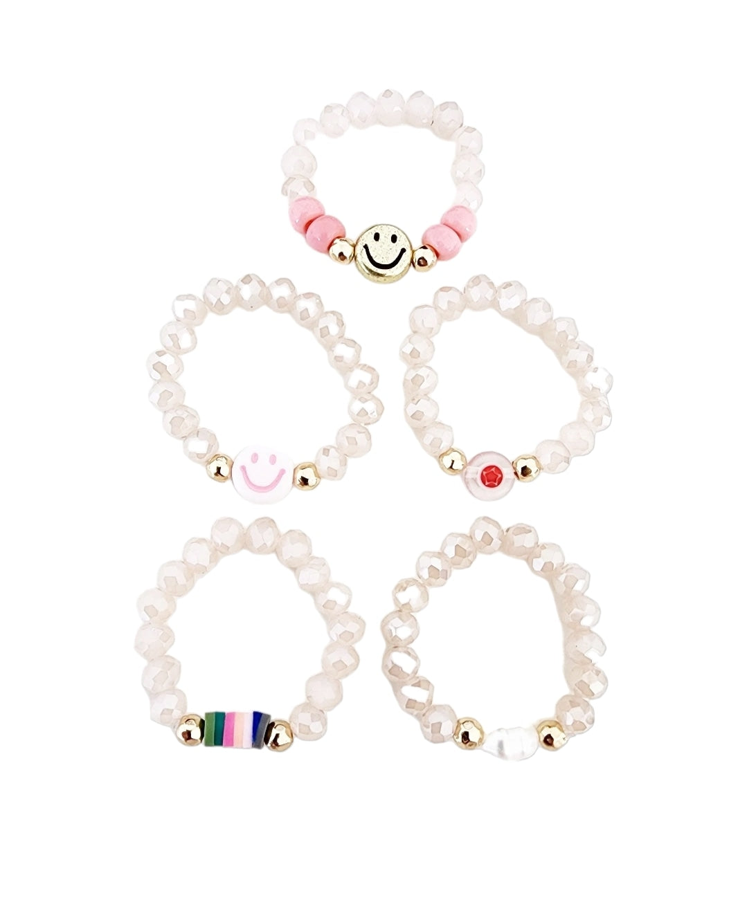 Pink Beaded Stretch Ring