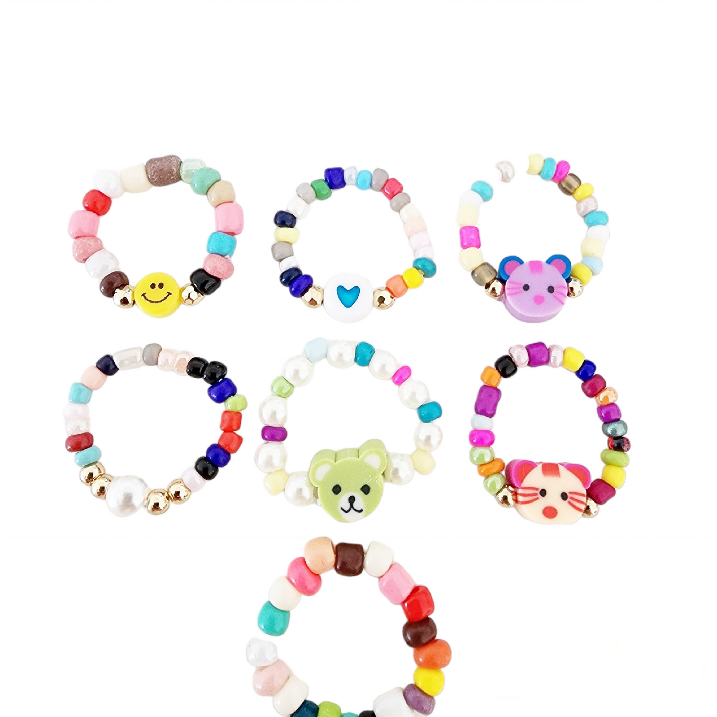 Multicolor Animal Beaded Stretch Ring