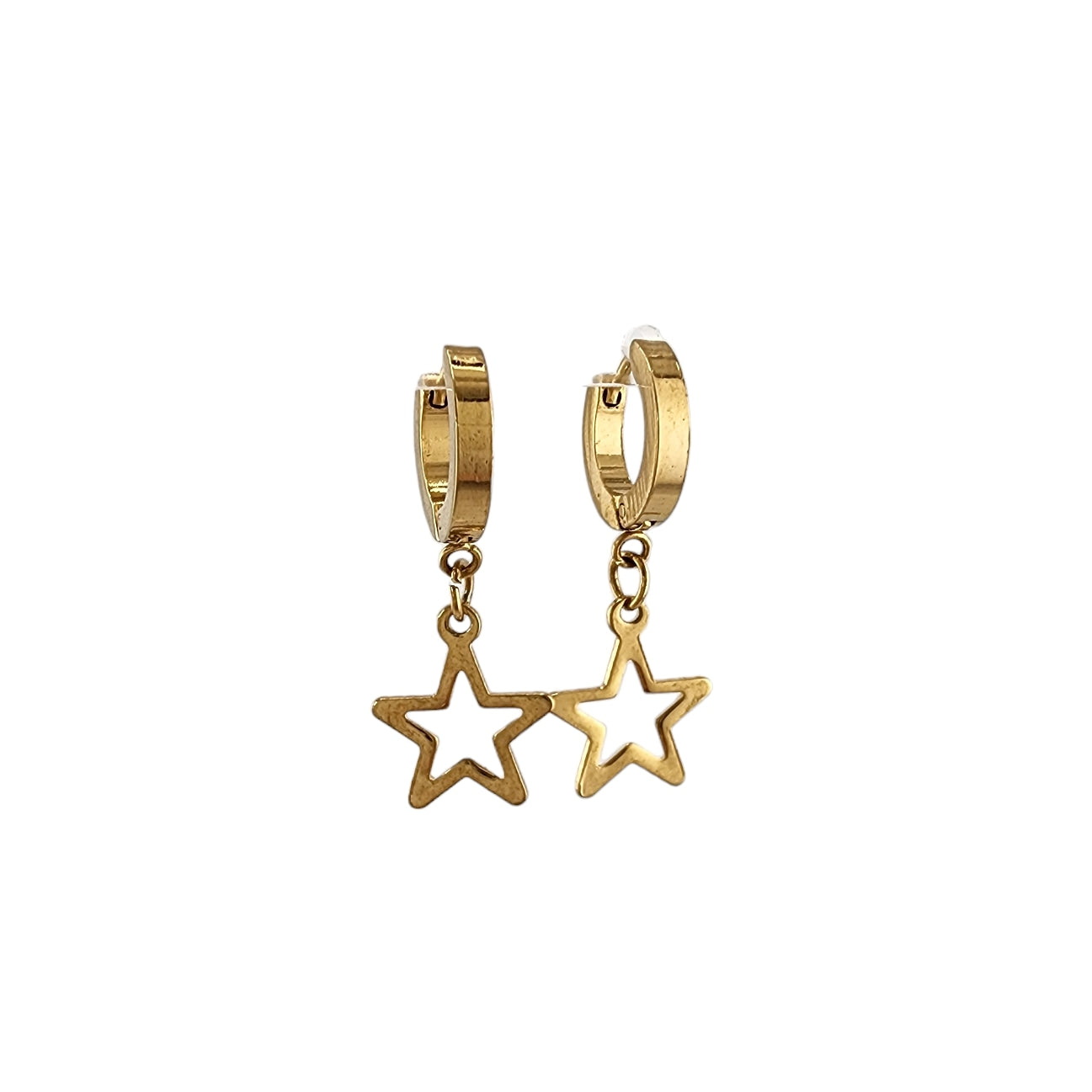 Huggie Dangle Drop Star Earrings Gold