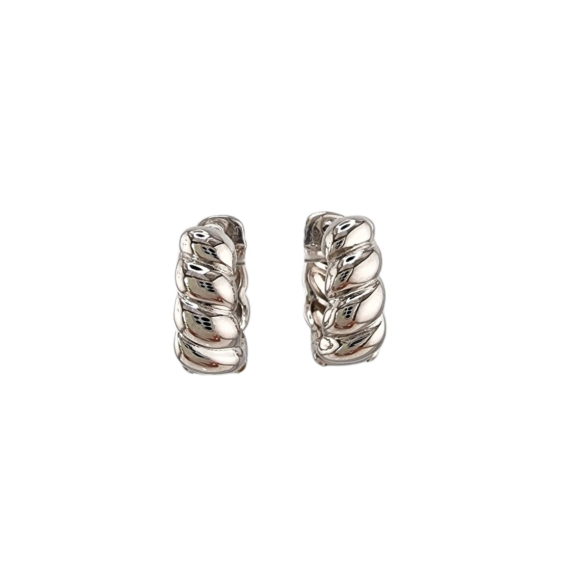 Scalloped Huggie Hoop Earrings Silver