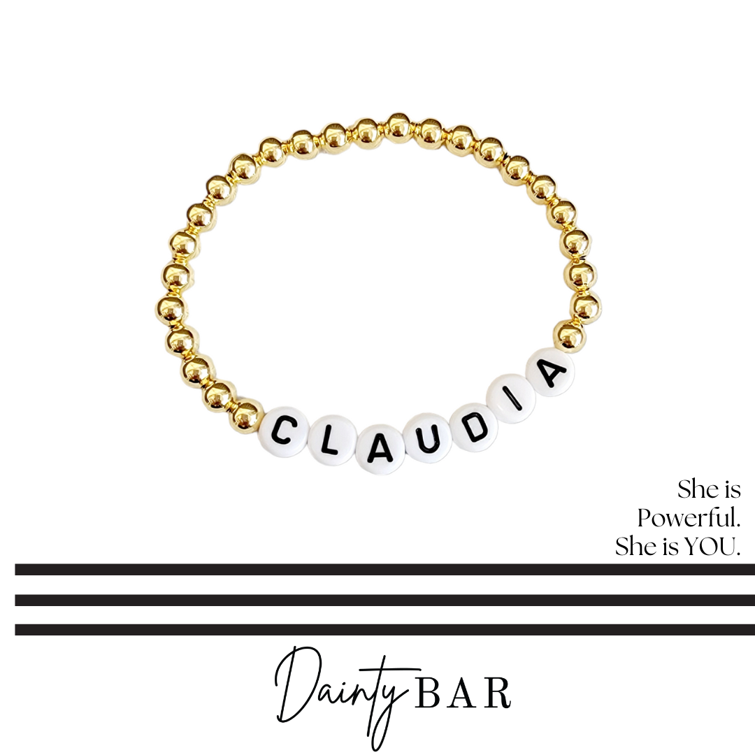 Beaded Name Gold Bracelet