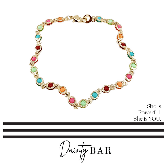 Multicolor + Gold Chain Bracelet