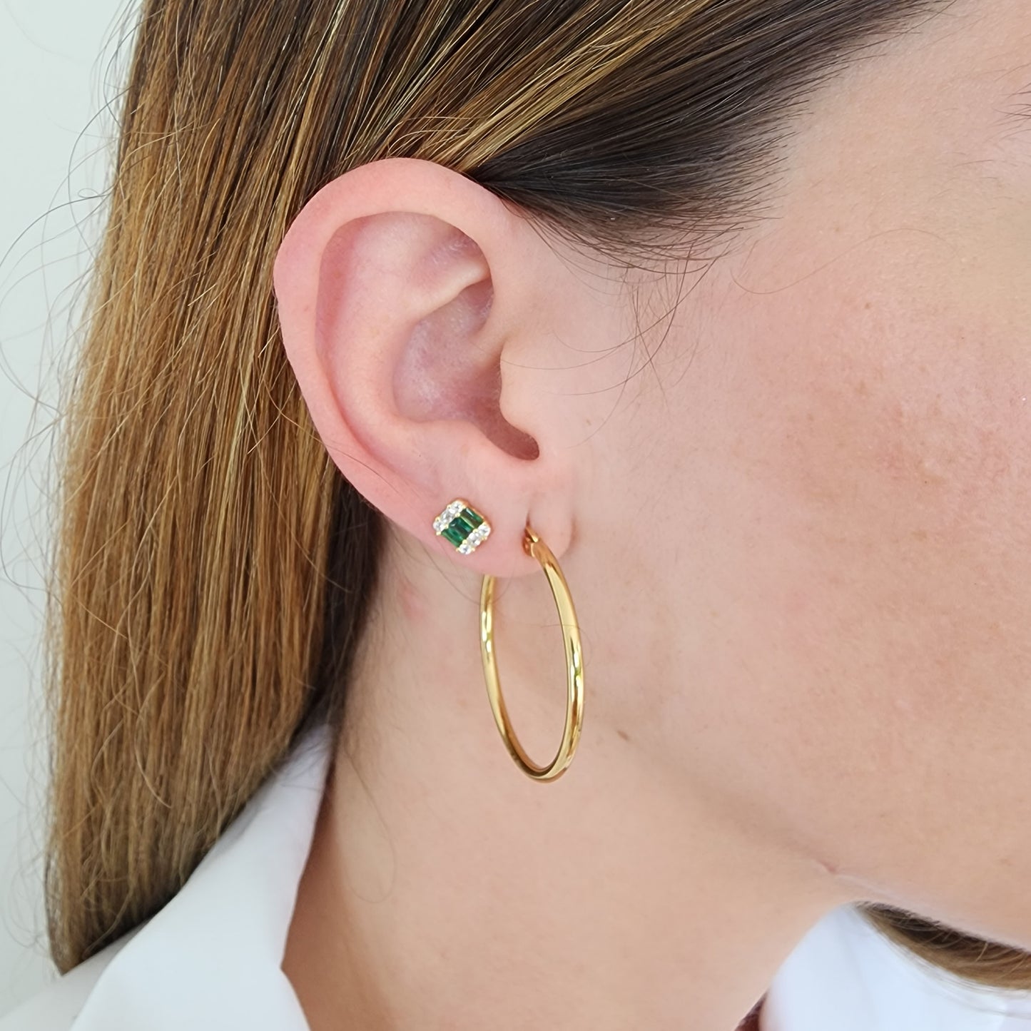 Baguette Emerald Earrings