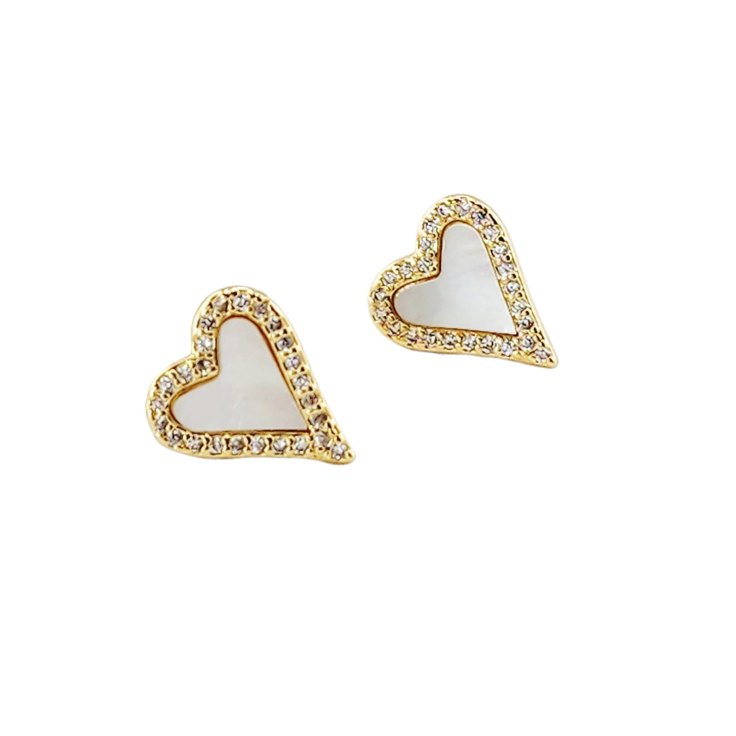 Mother of Pearl Flat Heart Earrings