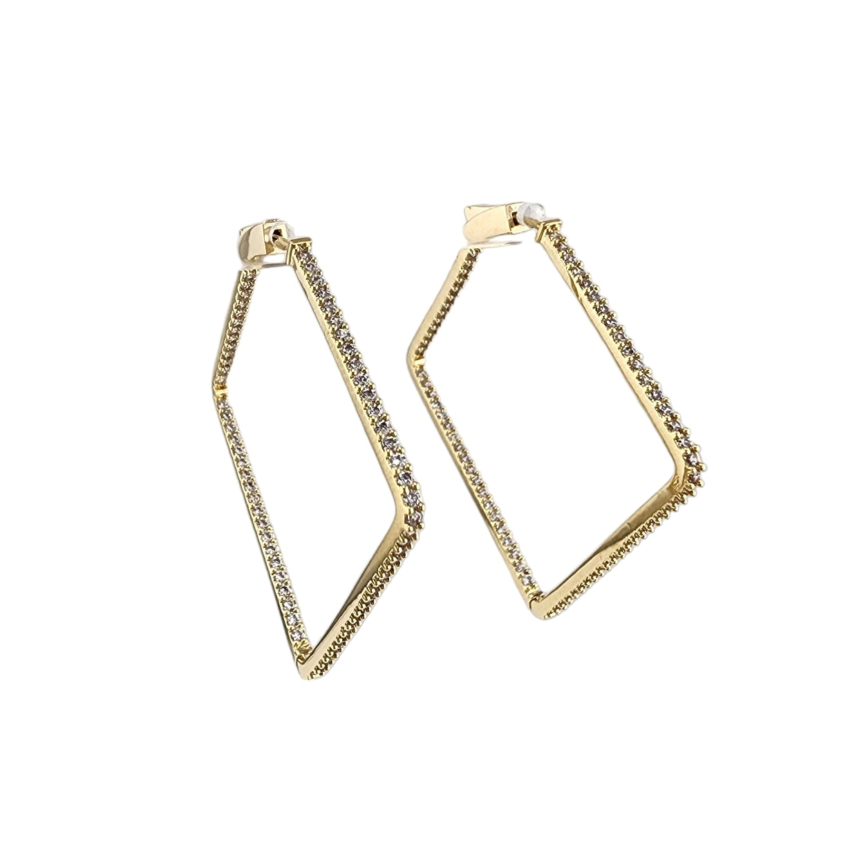 Square Pave Hoop Earrings