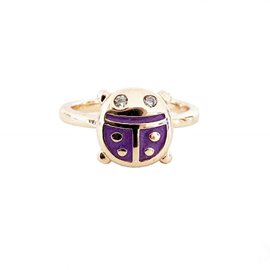 Kids Purple Ladybug Ring