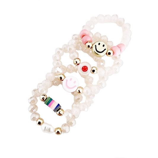 Pink Beaded Stretch Ring