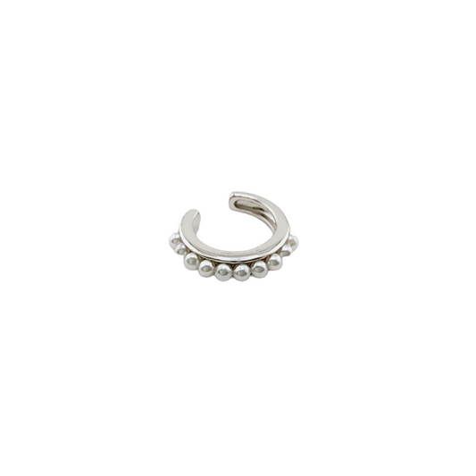 Mini Pearls Ear Cuff Silver