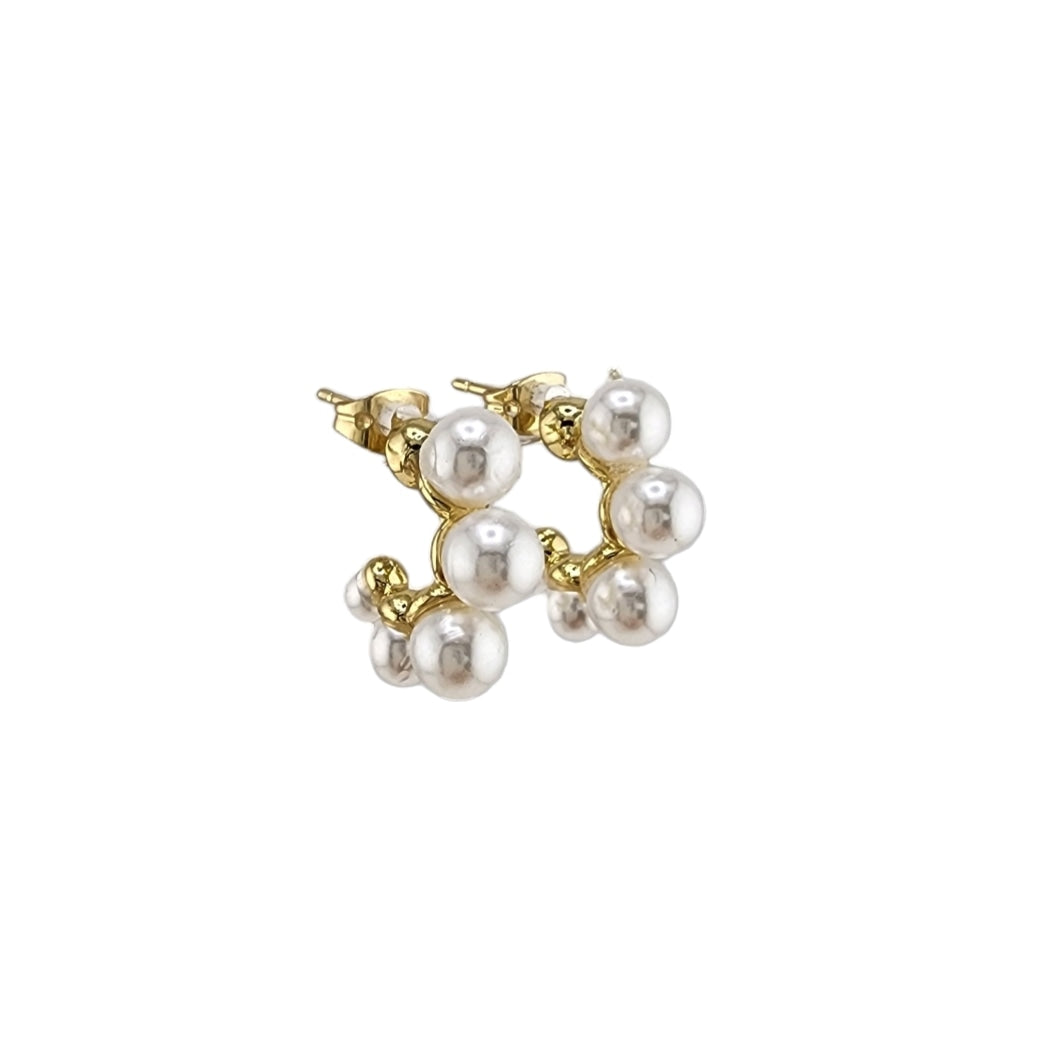 Chunky Pearl Mini Hoop Earrings