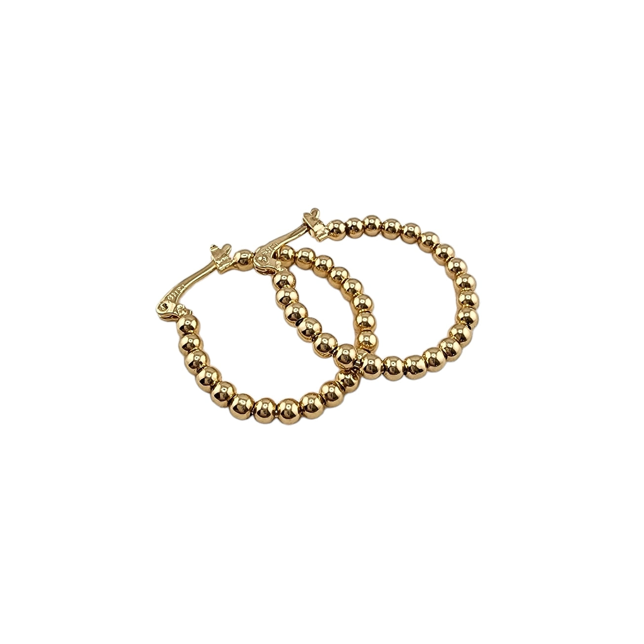 Mid Gold Beaded Hoop Earrings
